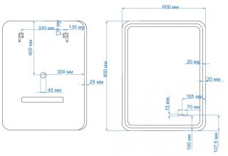 Зеркало с подсветкой и часами Art&Max Genova 60x80см чёрный AM-Gen-600-800-S-F-Т